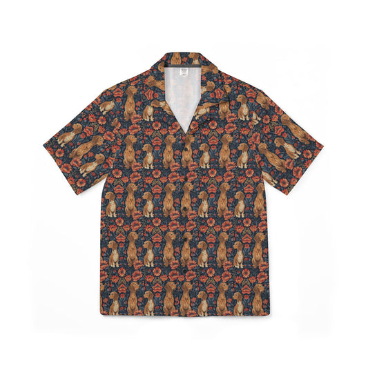 Floral Pawsome Dachsund Delight Men's Hawaiian Camp Shirt