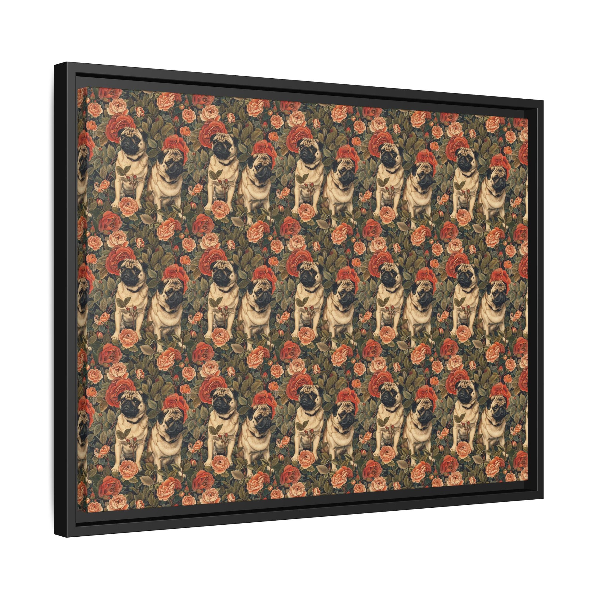 Blooming Pug Paradise Matte Canvas, Framed