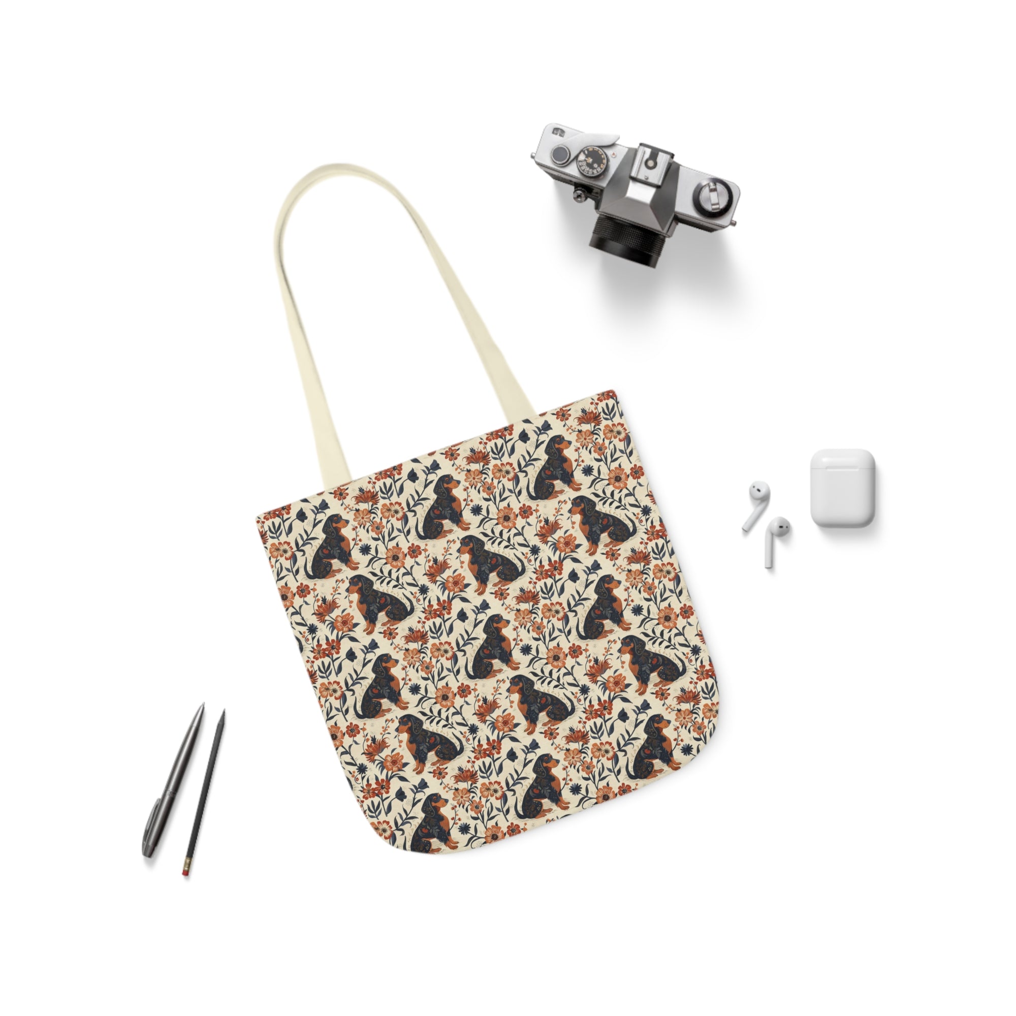 Blossoming Dachshunds Delight Canvas Tote Bag