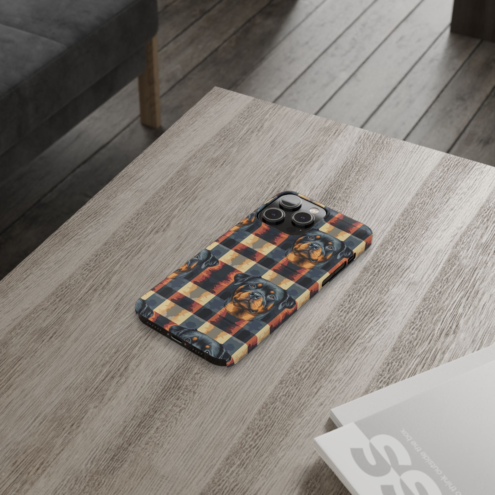 Pawsome Rottweiler Royalty Plaid Slim Phone Cases