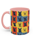 Frenchie Pop Art Pawfection Grid Accent Coffee Mug