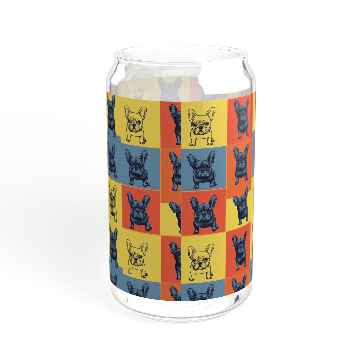 Frenchie Pop Art Pawfection Grid Sipper Glass