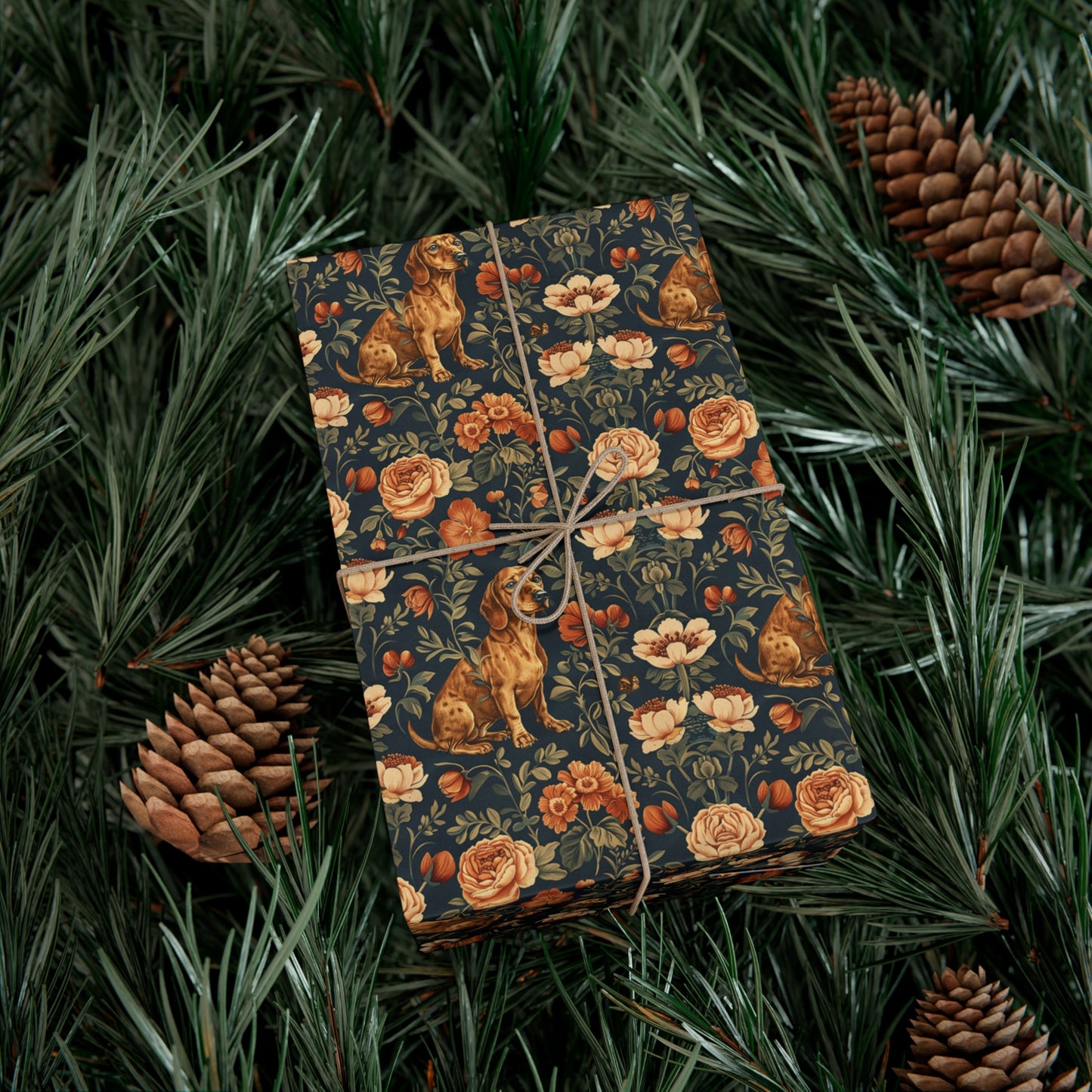 Dazzling Dachsund Blossoms & Foliage Gift Wrap Papers