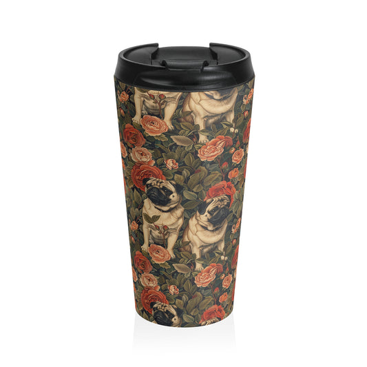 Blooming Pug Paradise Stainless Steel Travel Mug