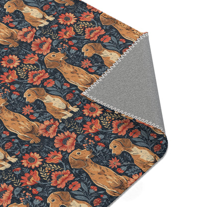 Dachshund Heritage - William Morris Inspired Area Rug