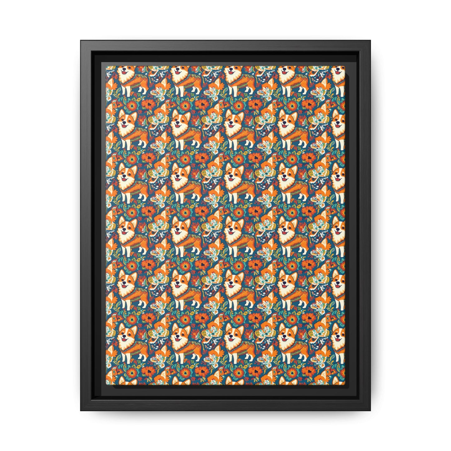 Corgi Carnival Couture Matte Canvas, Framed