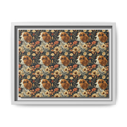 Beagle Blossoms Matte Canvas, Framed