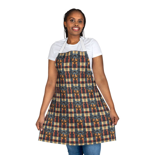 Pawsome Rottweiler Royalty Plaid Apron