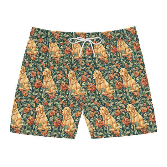 Blooming Goldie Glam Men's Mid-Length Swim Shorts