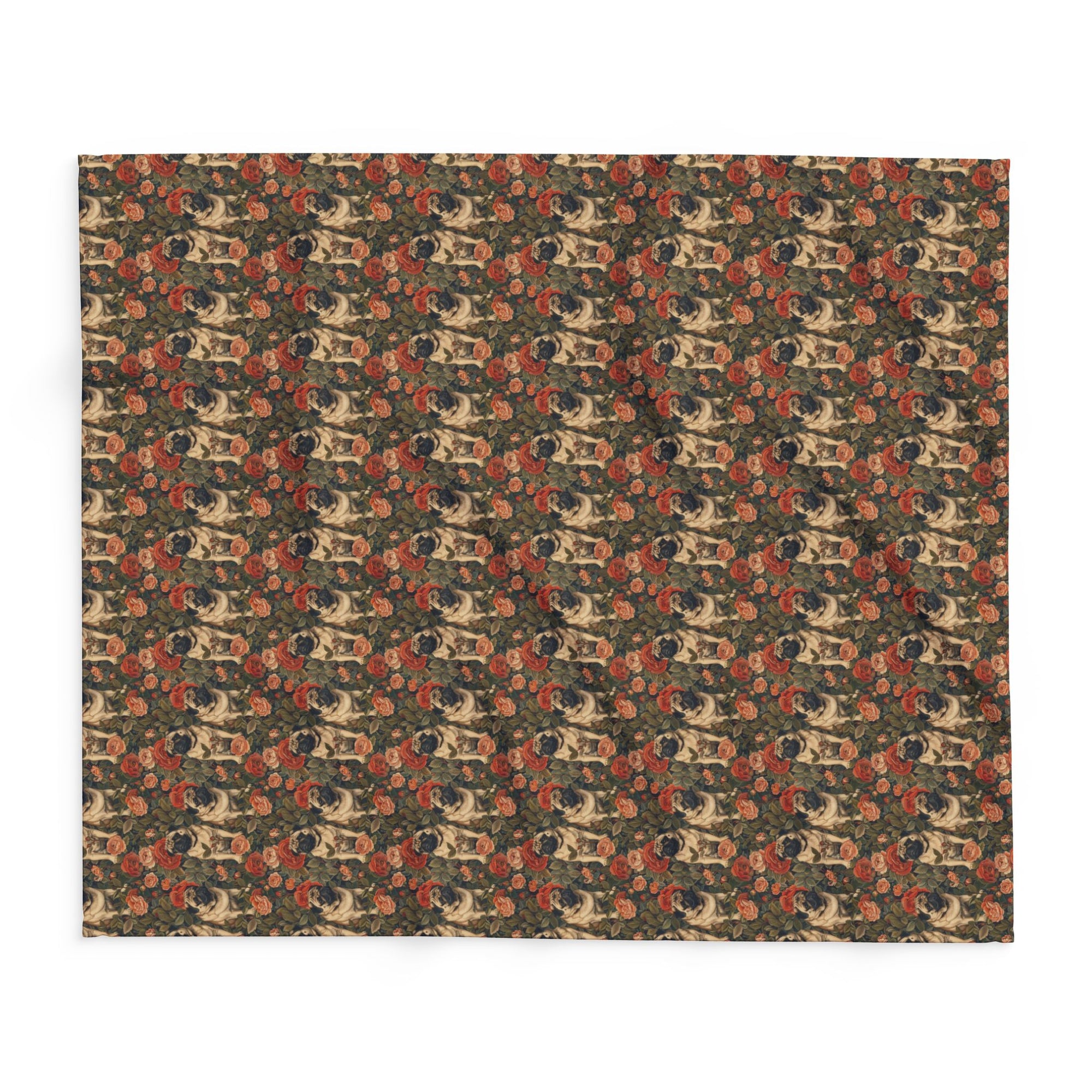 Blooming Pug Paradise Arctic Fleece Blanket