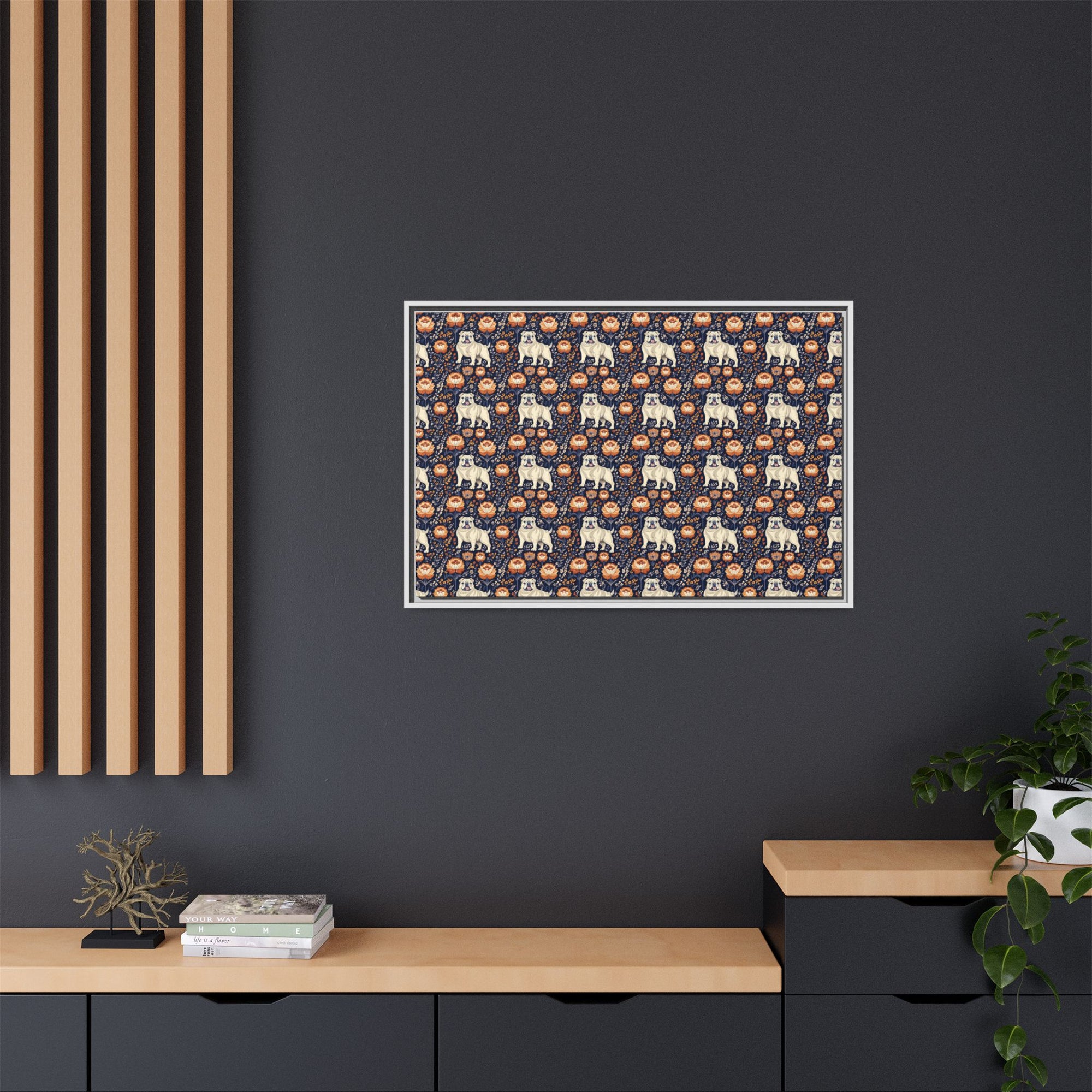 Bulldog Blossom Bonanza Matte Canvas, Framed