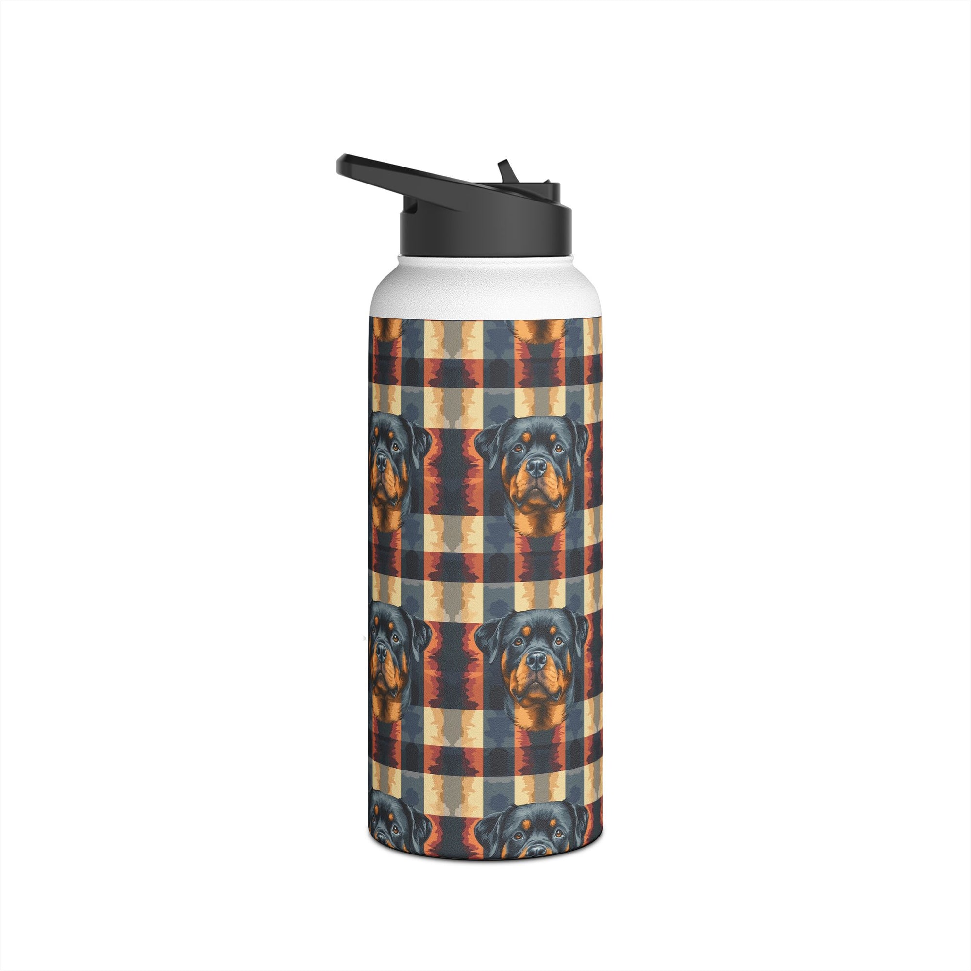 Pawsome Rottweiler Royalty Plaid Stainless Steel Water Bottle