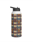 Pawsome Rottweiler Royalty Plaid Stainless Steel Water Bottle