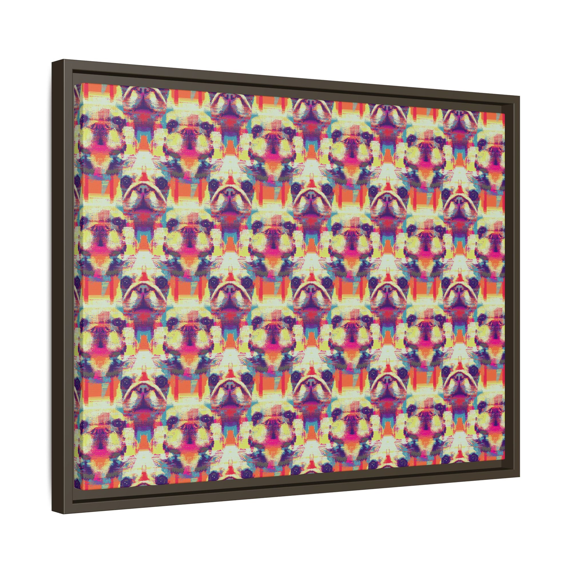 Glitchy Bulldog Blitz Matte Canvas, Framed