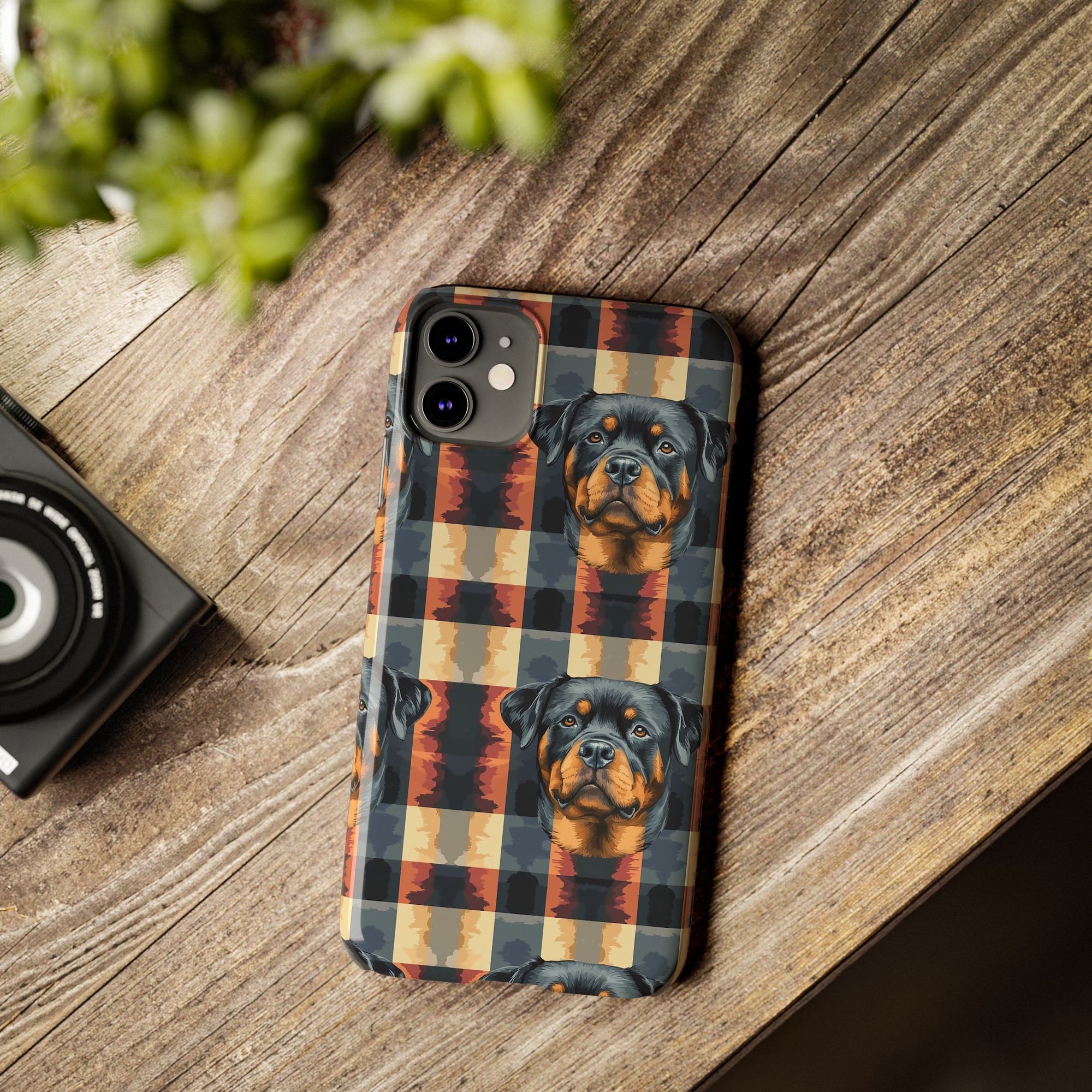 Pawsome Rottweiler Royalty Plaid Slim Phone Cases