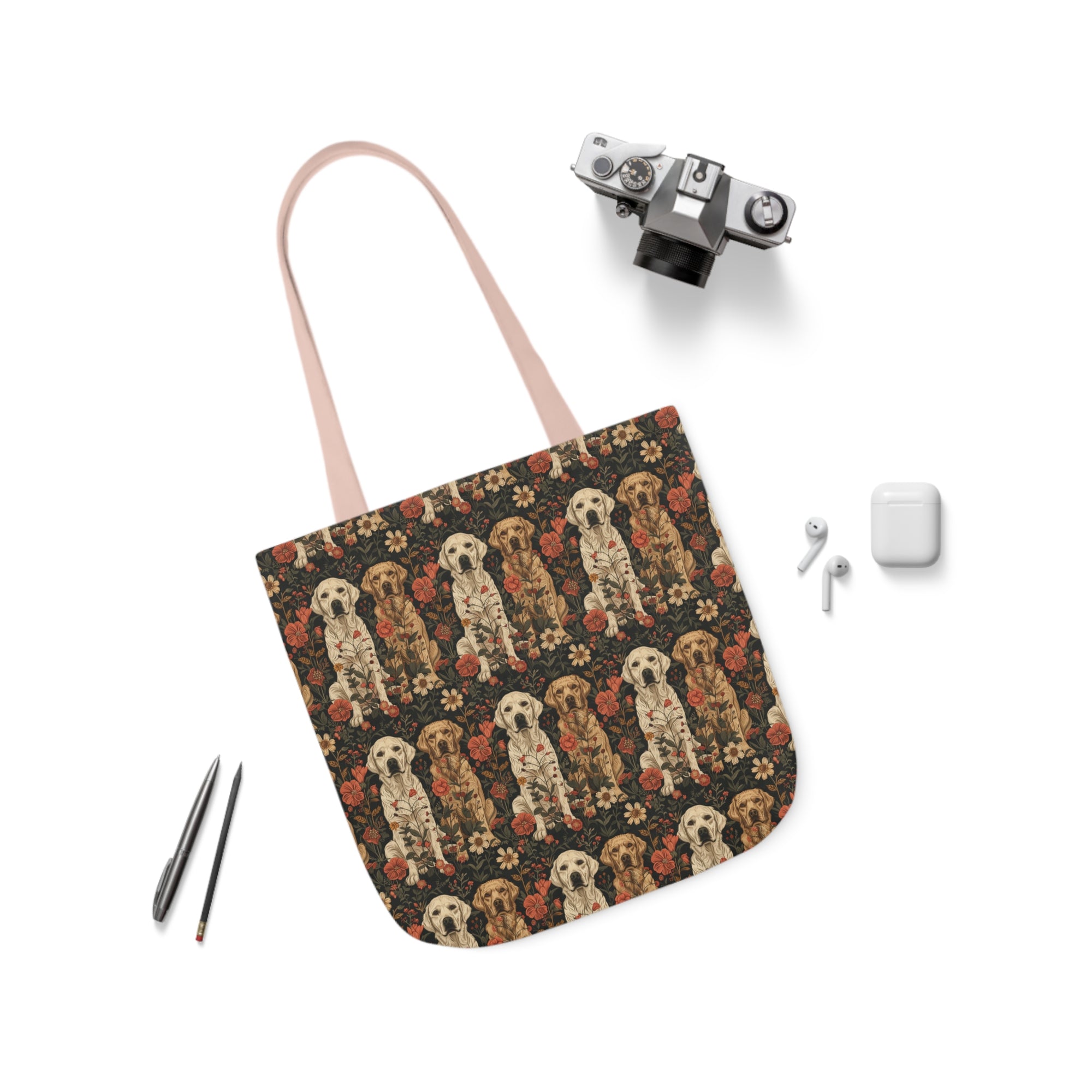 Blossoming Labradors Bouquet Canvas Tote Bag