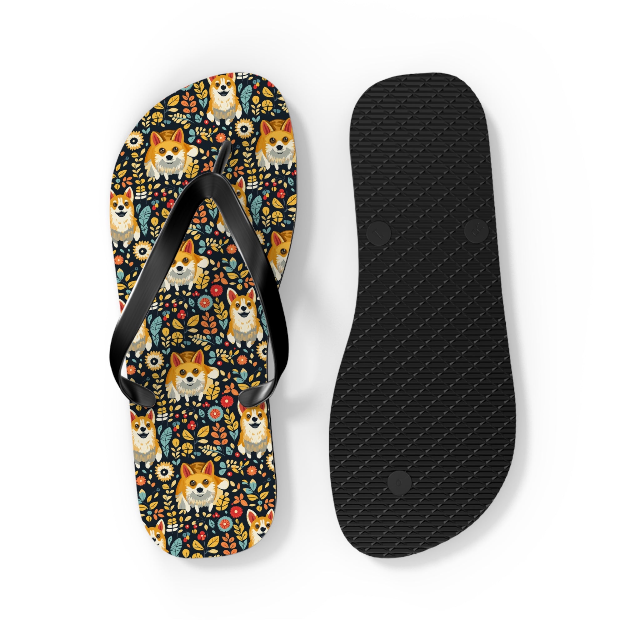 Corgi Rainbow Vine Dream Flip Flops