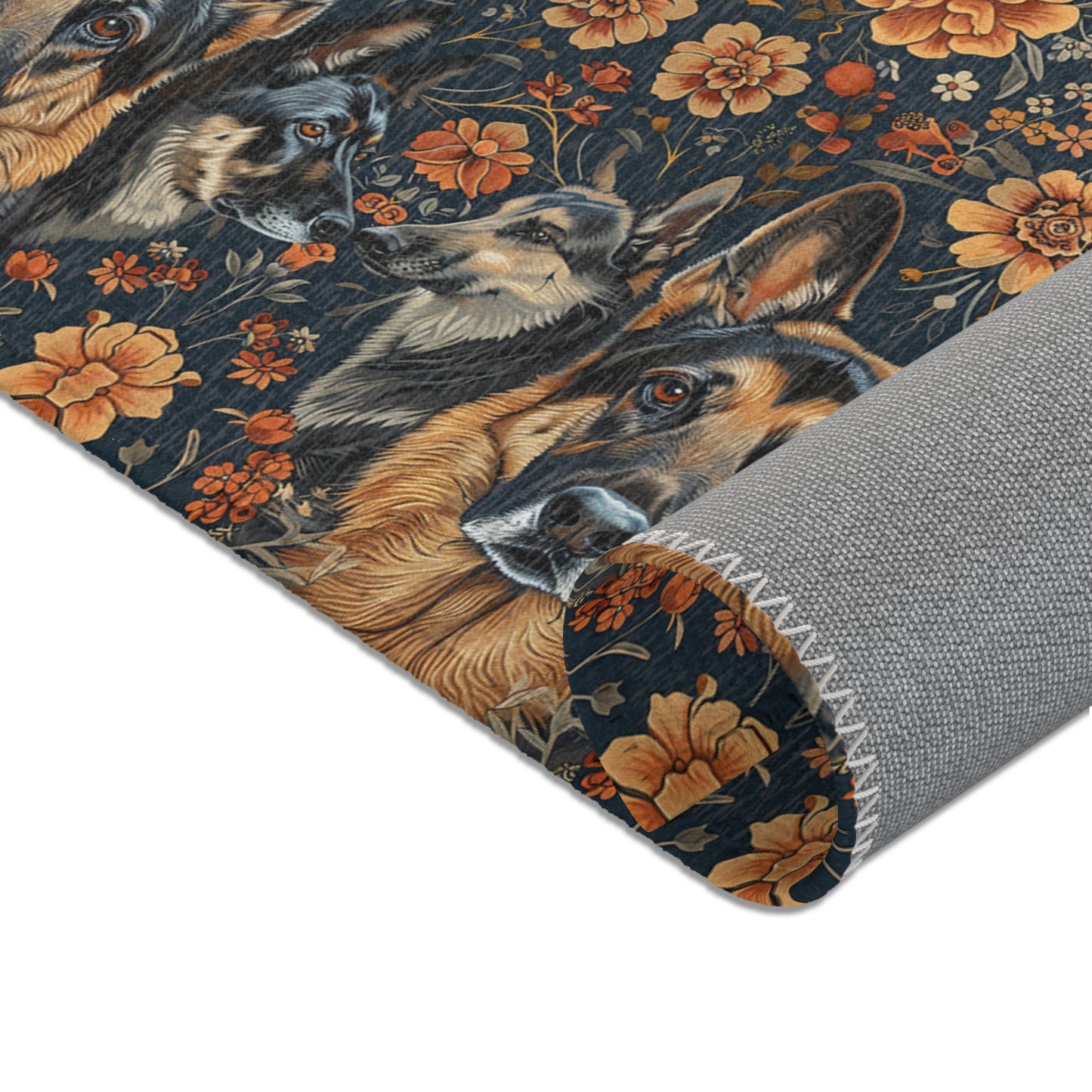 German Shepherd Grandeur - William Morris Inspired Area Rug