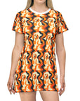 Golden Woof Abstract Glamour T-Shirt Dress