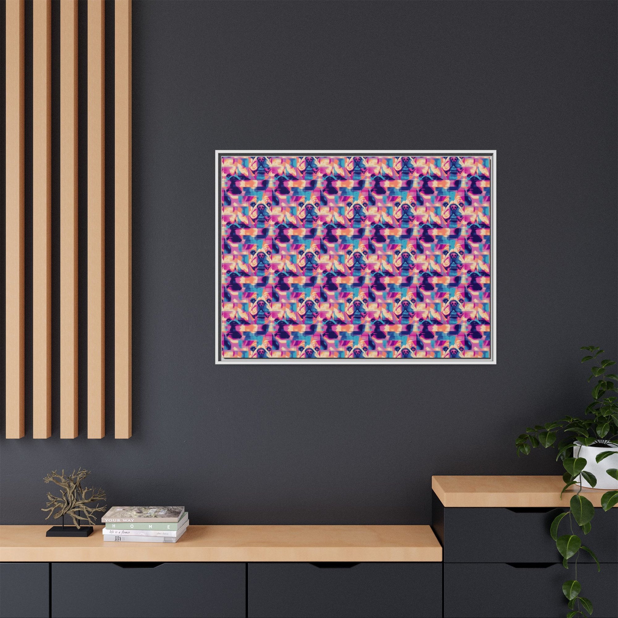 Dazzling Bulldog Chic Matte Canvas, Framed