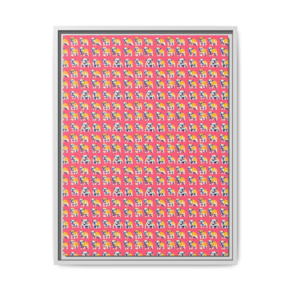 Bubblegum Glamour Bulldog Bouquet Matte Canvas, Framed