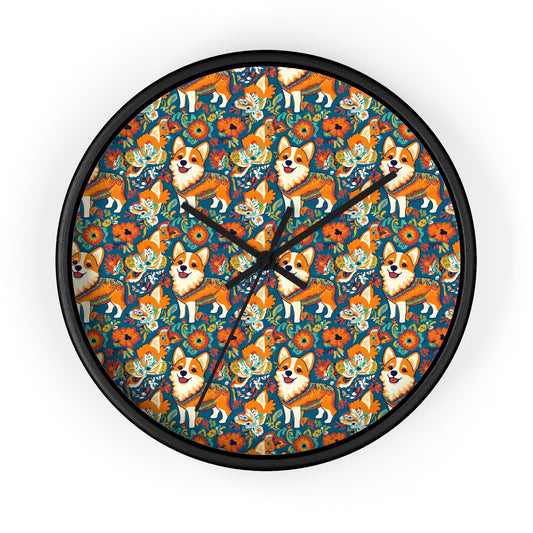 Corgi Carnival Couture Wall Clock