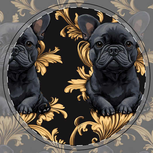 Regal Frenchie Noir Elegance Ceramic Coaster