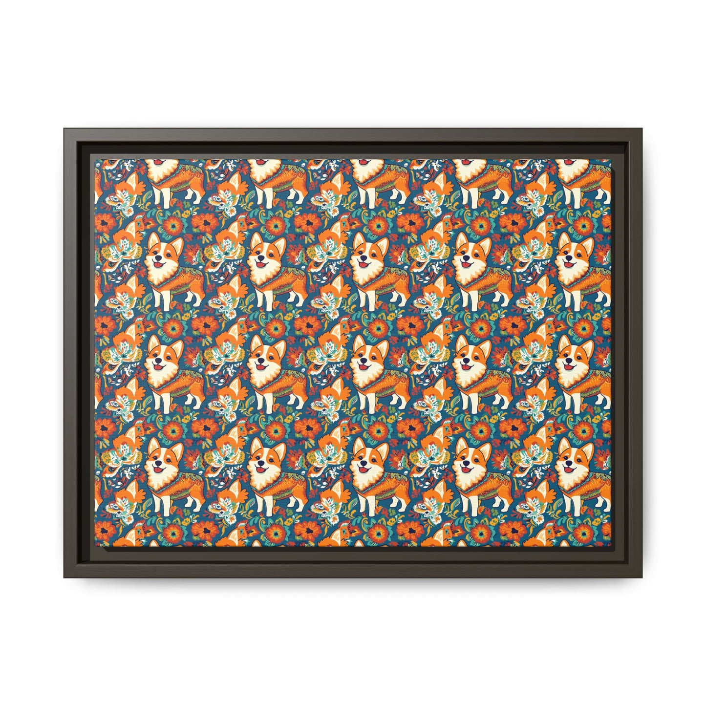 Corgi Carnival Couture Matte Canvas, Framed