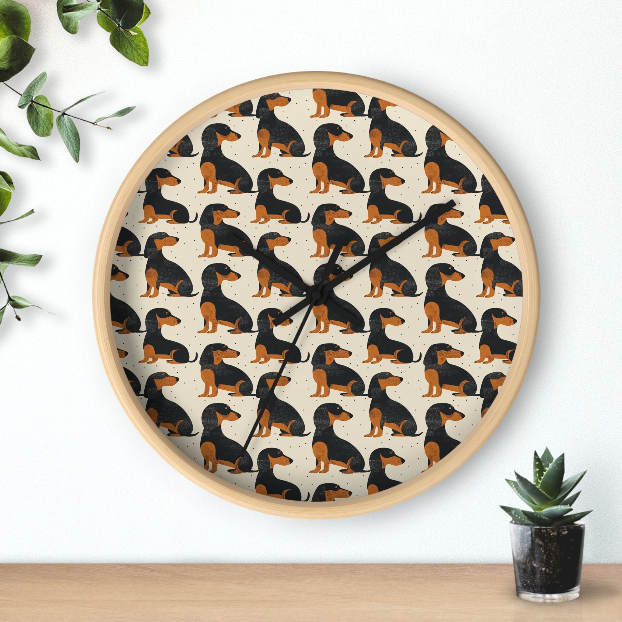 Whimsical Dachsund Dreamcatcher Wall Clock