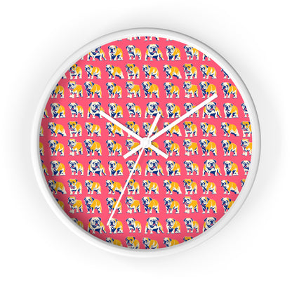 Bubblegum Glamour Bulldog Bouquet Wall Clock