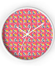 Bubblegum Glamour Bulldog Bouquet Wall Clock