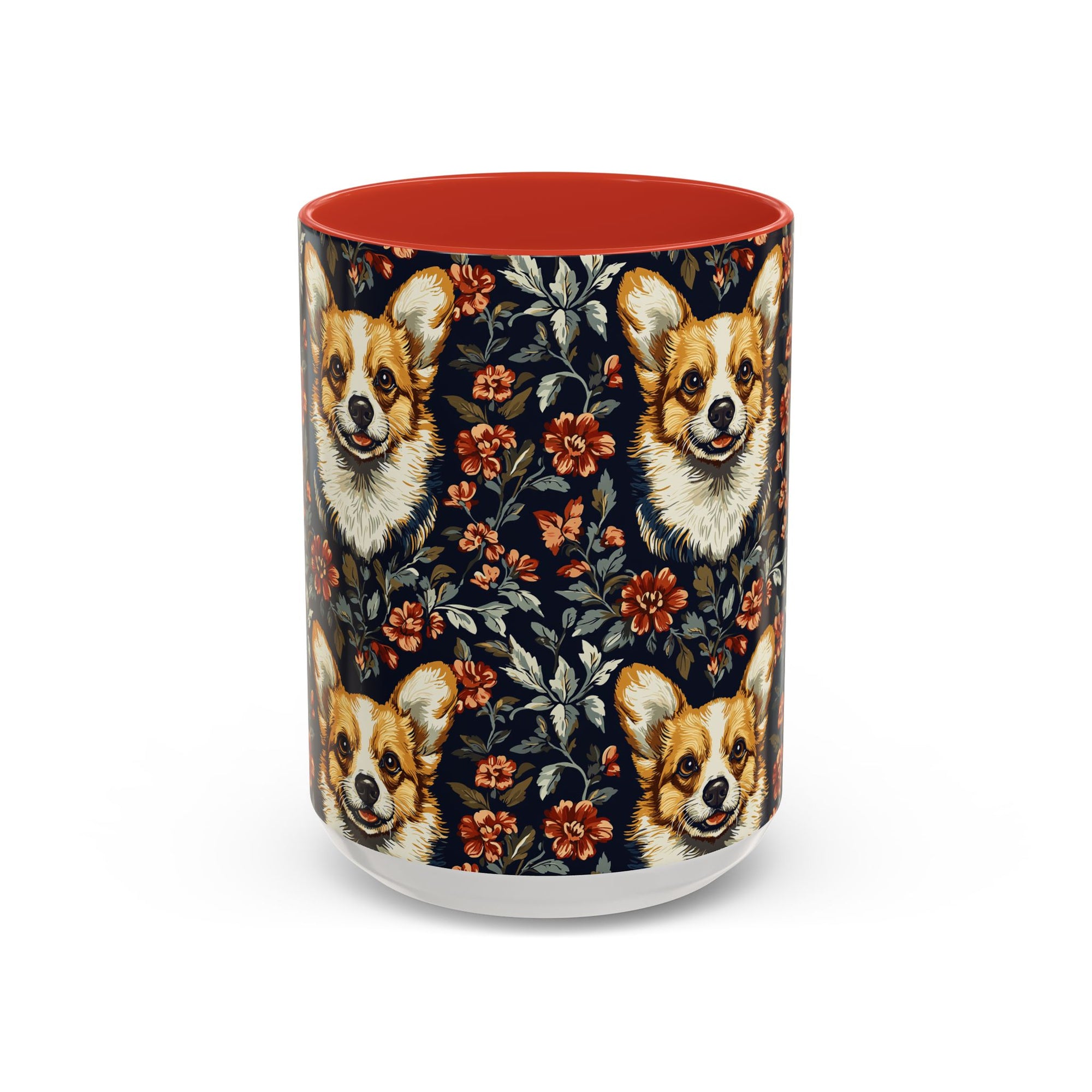 Floofy Corgi Blossom Blast Accent Coffee Mug