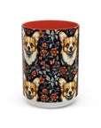 Floofy Corgi Blossom Blast Accent Coffee Mug