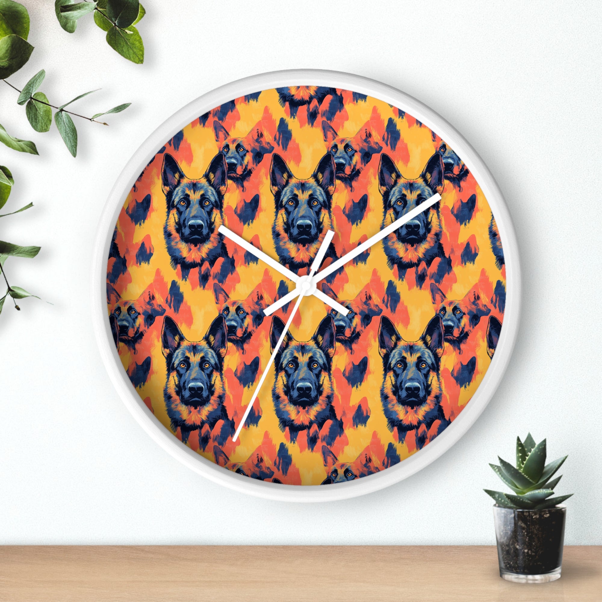 Impressionistic German Shepherds Wall Clock