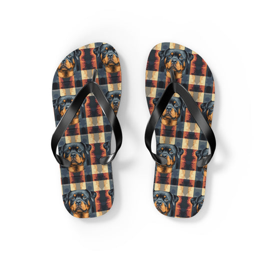 Pawsome Rottweiler Royalty Plaid Flip Flops