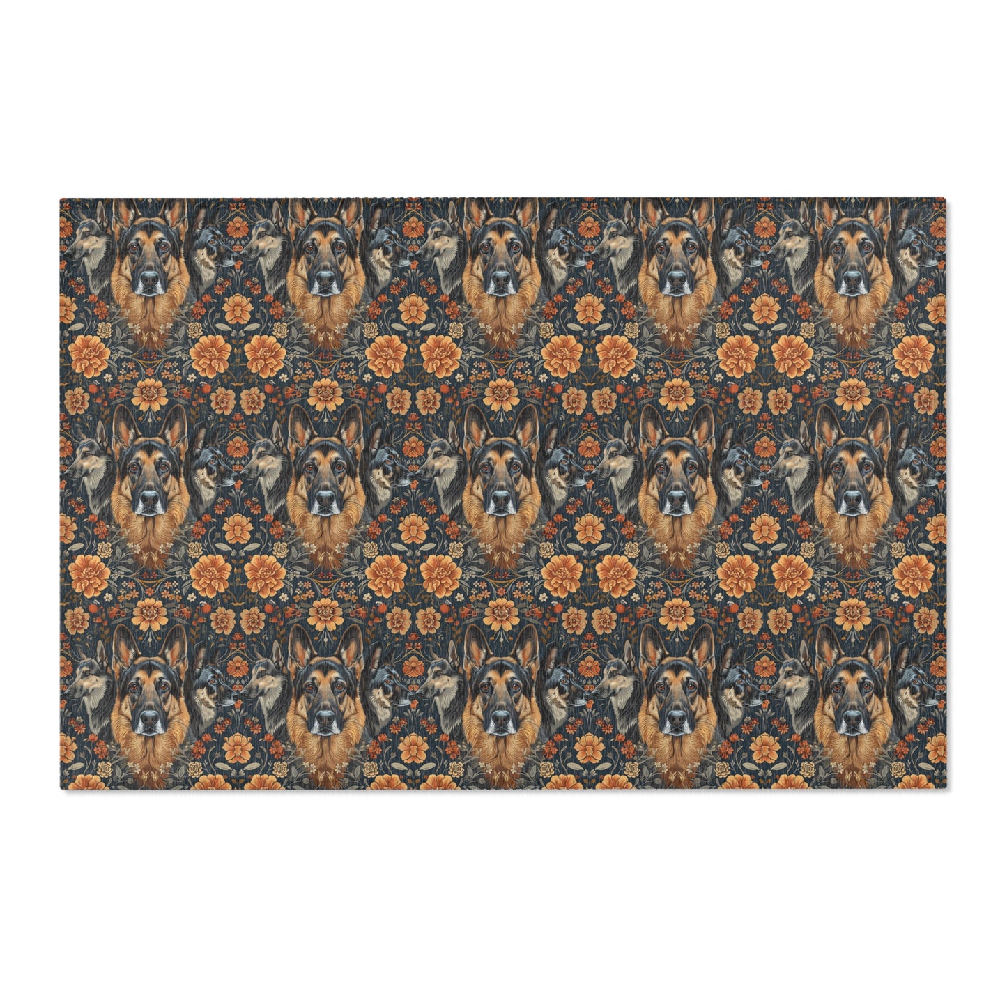 German Shepherd Grandeur - William Morris Inspired Area Rug