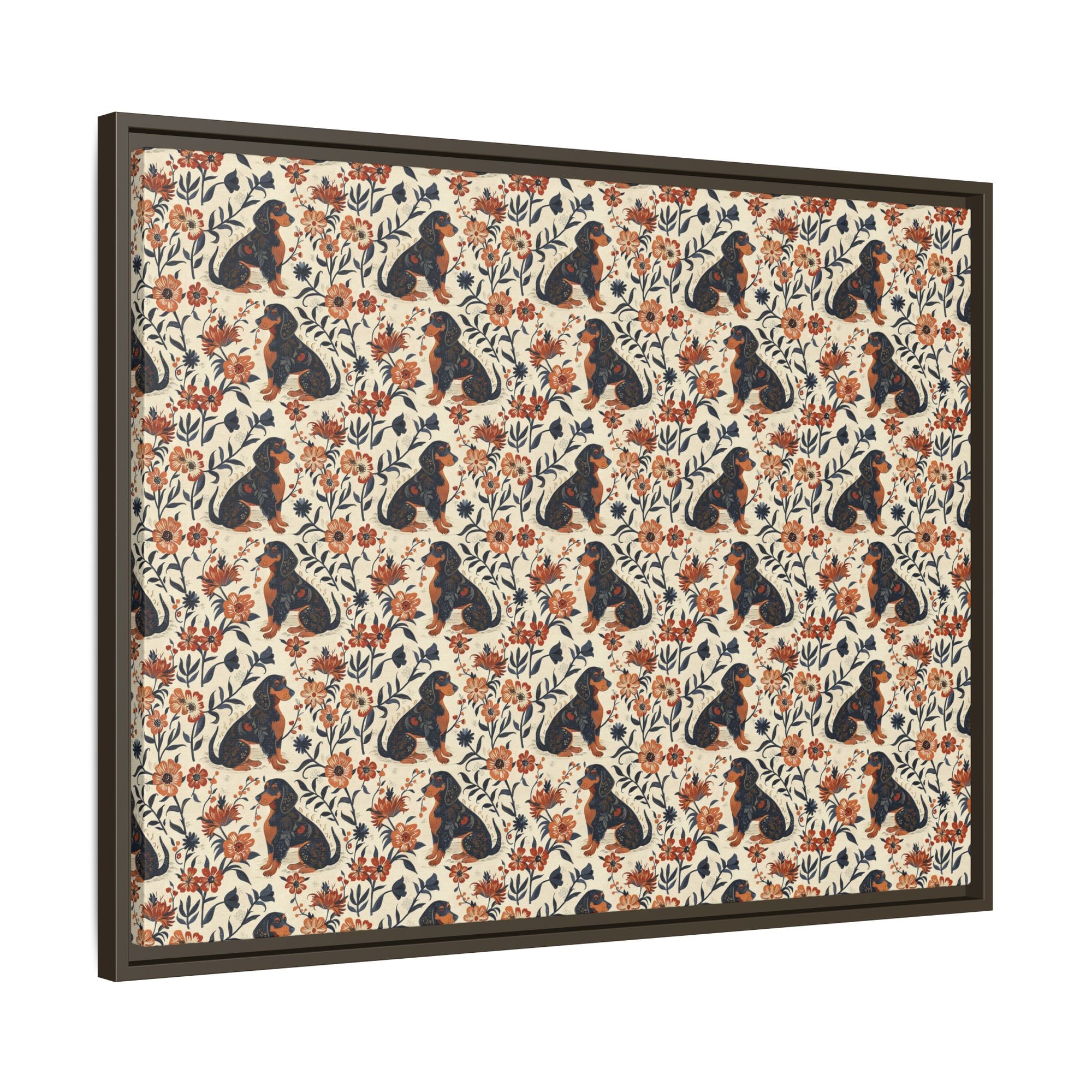 Blossoming Dachshunds Delight Matte Canvas, Framed