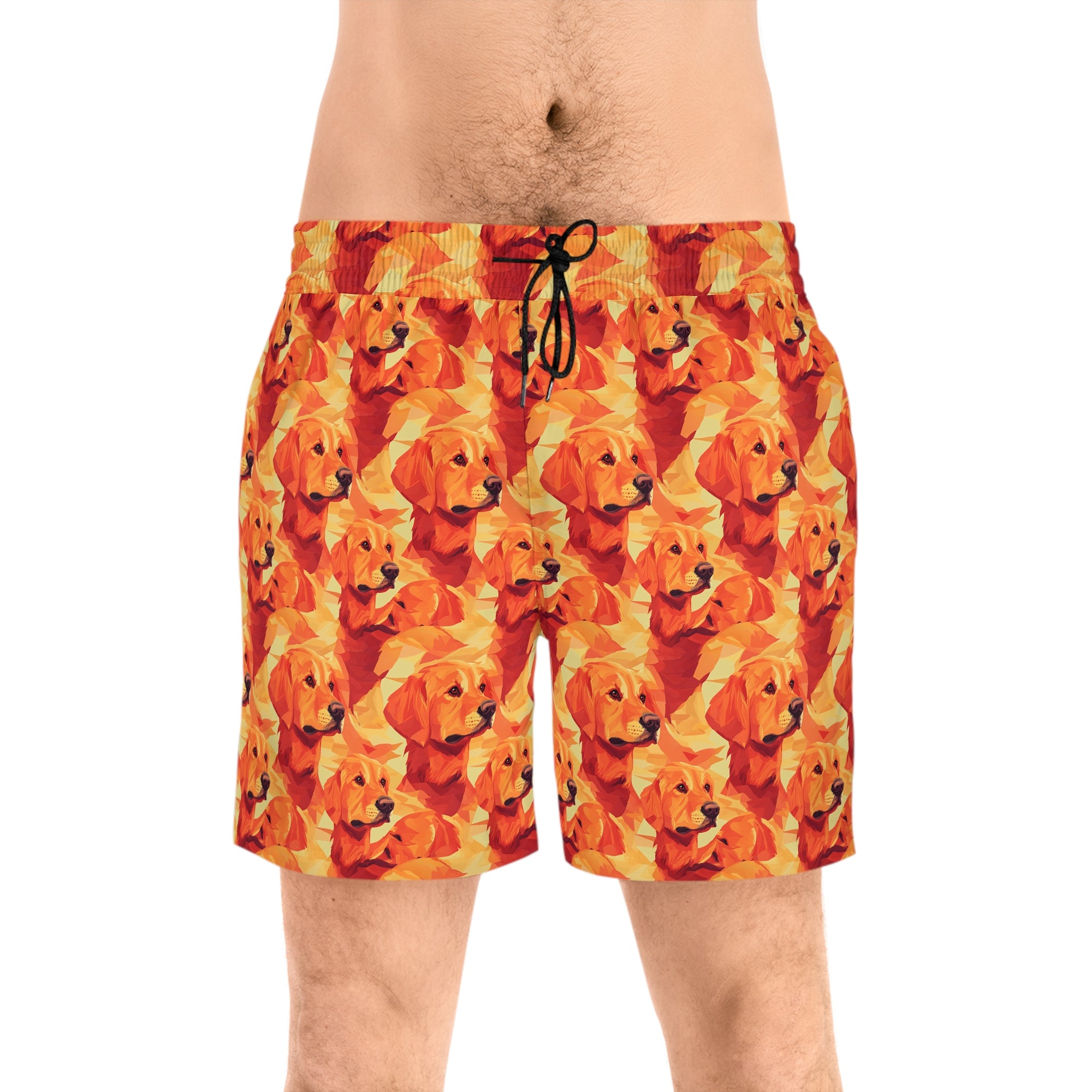 Golden Glamour Paws Men&#39;s Mid-Length Swim Shorts