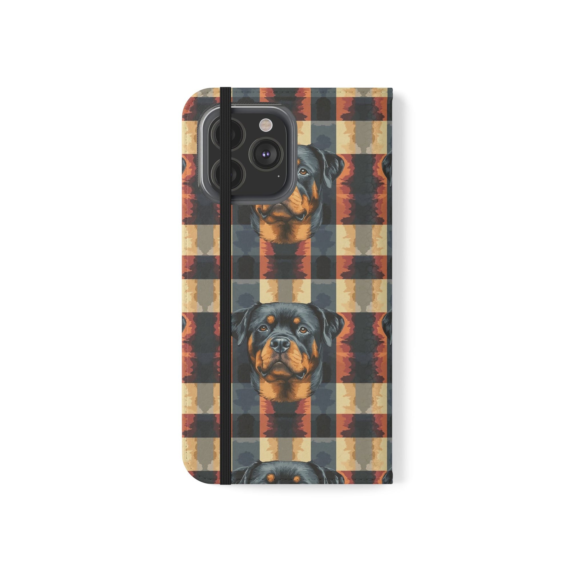 Pawsome Rottweiler Royalty Plaid Flip Cases