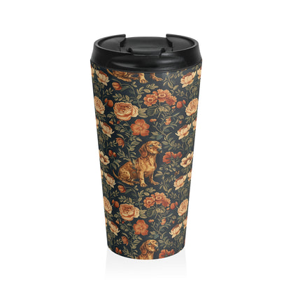 Dazzling Dachsund Blossoms & Foliage Stainless Steel Travel Mug