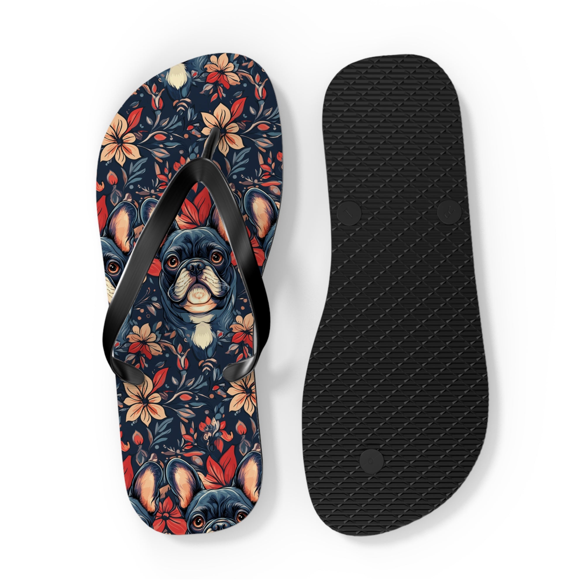 Gothic Rose Bulldog Noir Enchantment Flip Flops