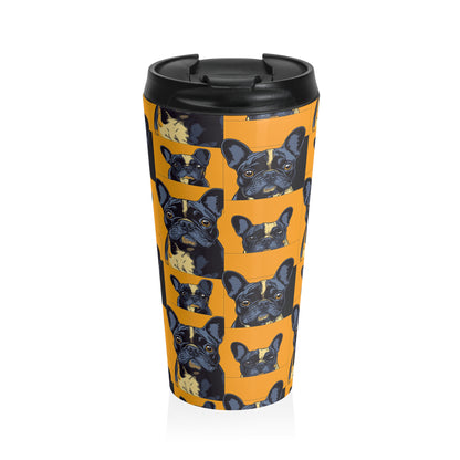 Frenchie Pawsitively Pawsome Peek-a-Boo Perfection Stainless Steel Travel Mug