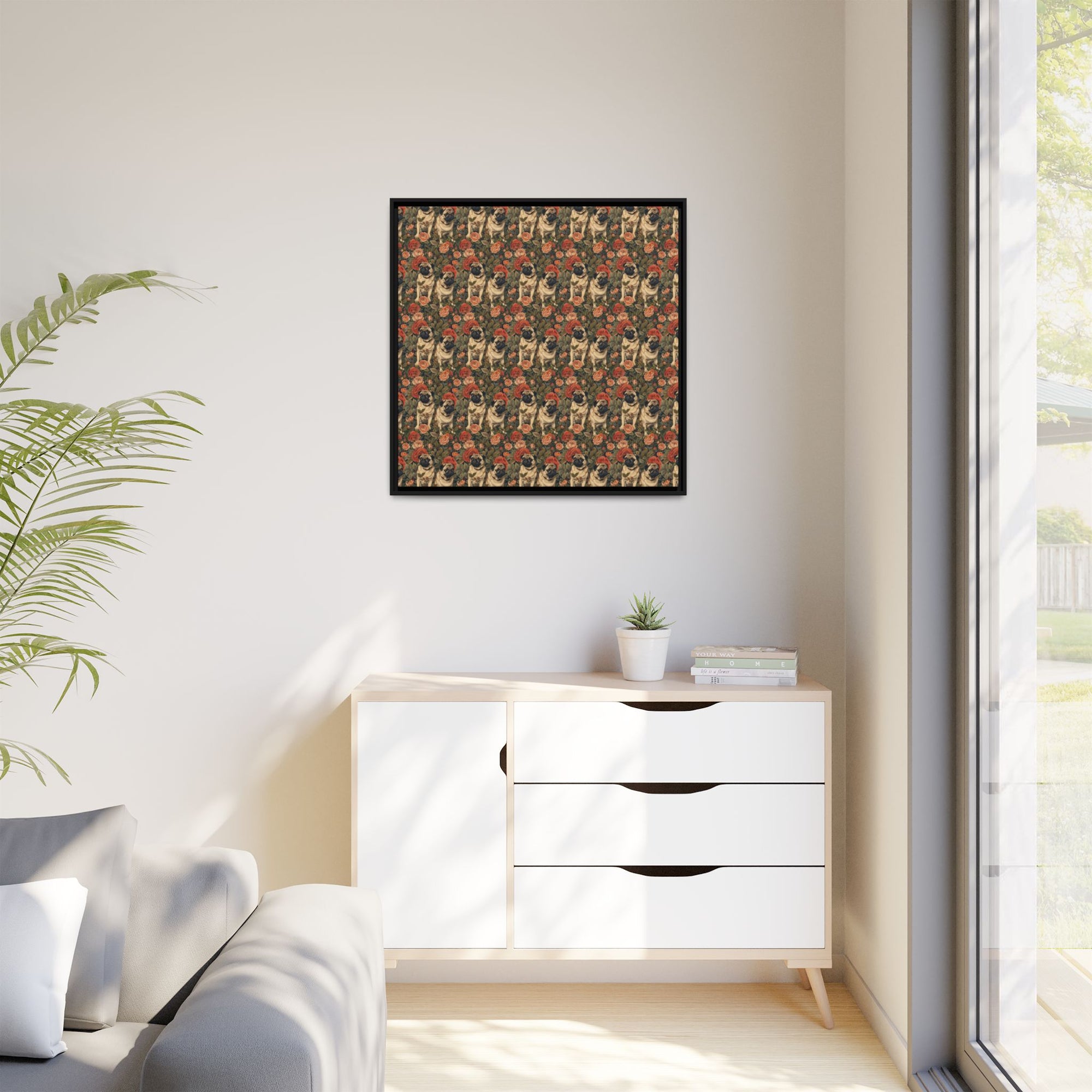 Blooming Pug Paradise Matte Canvas, Framed