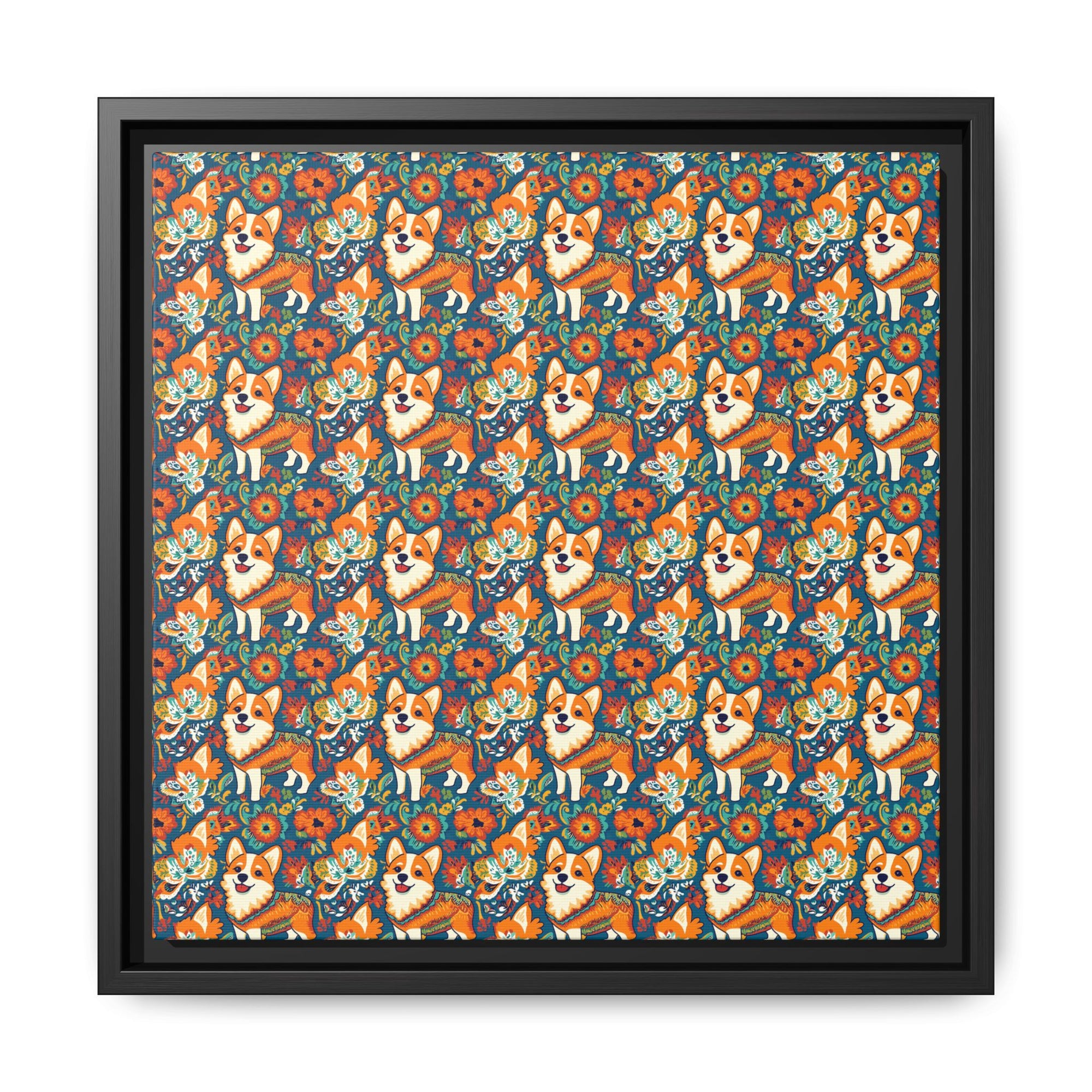 Corgi Carnival Couture Matte Canvas, Framed