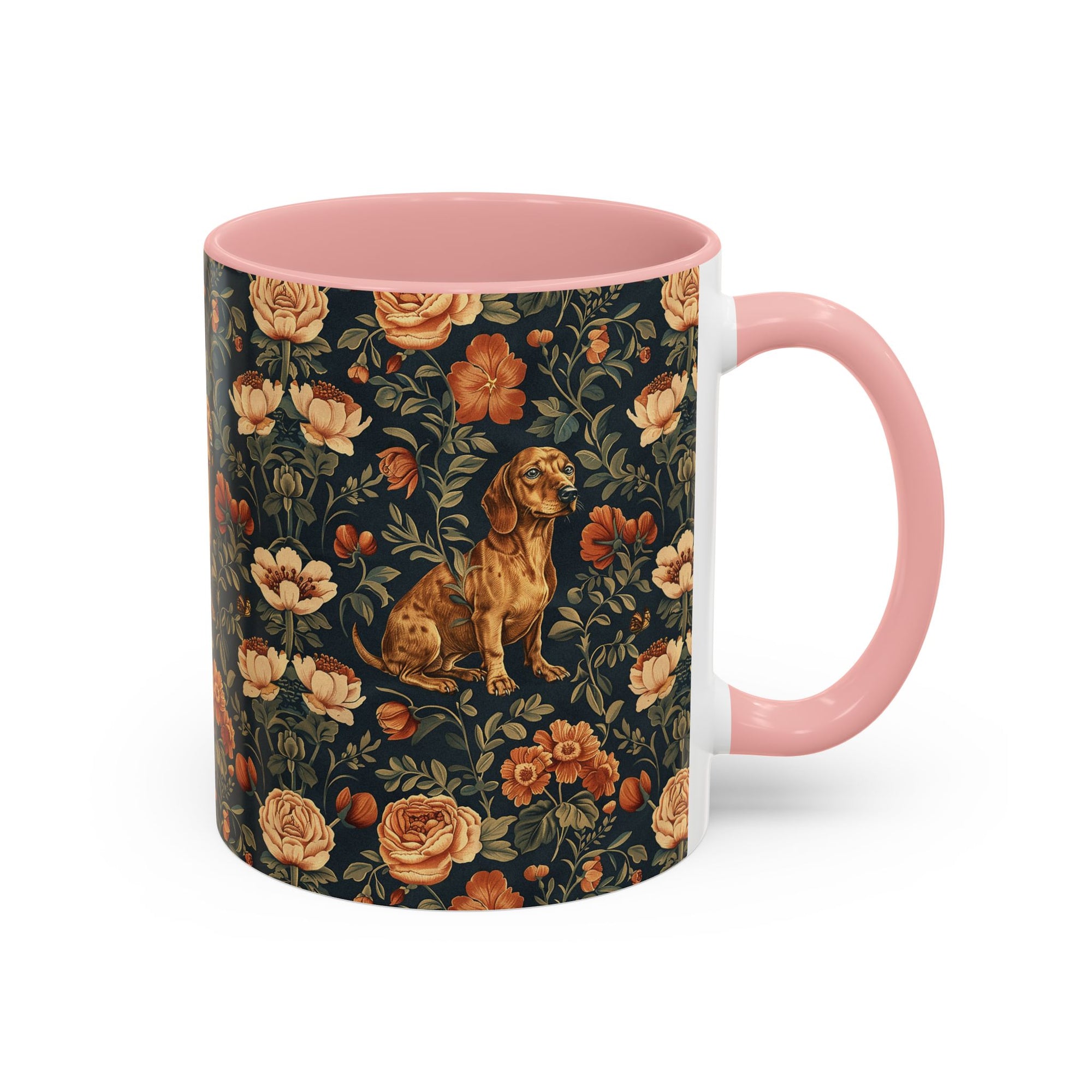 Dazzling Dachsund Blossoms &amp; Foliage Accent Coffee Mug