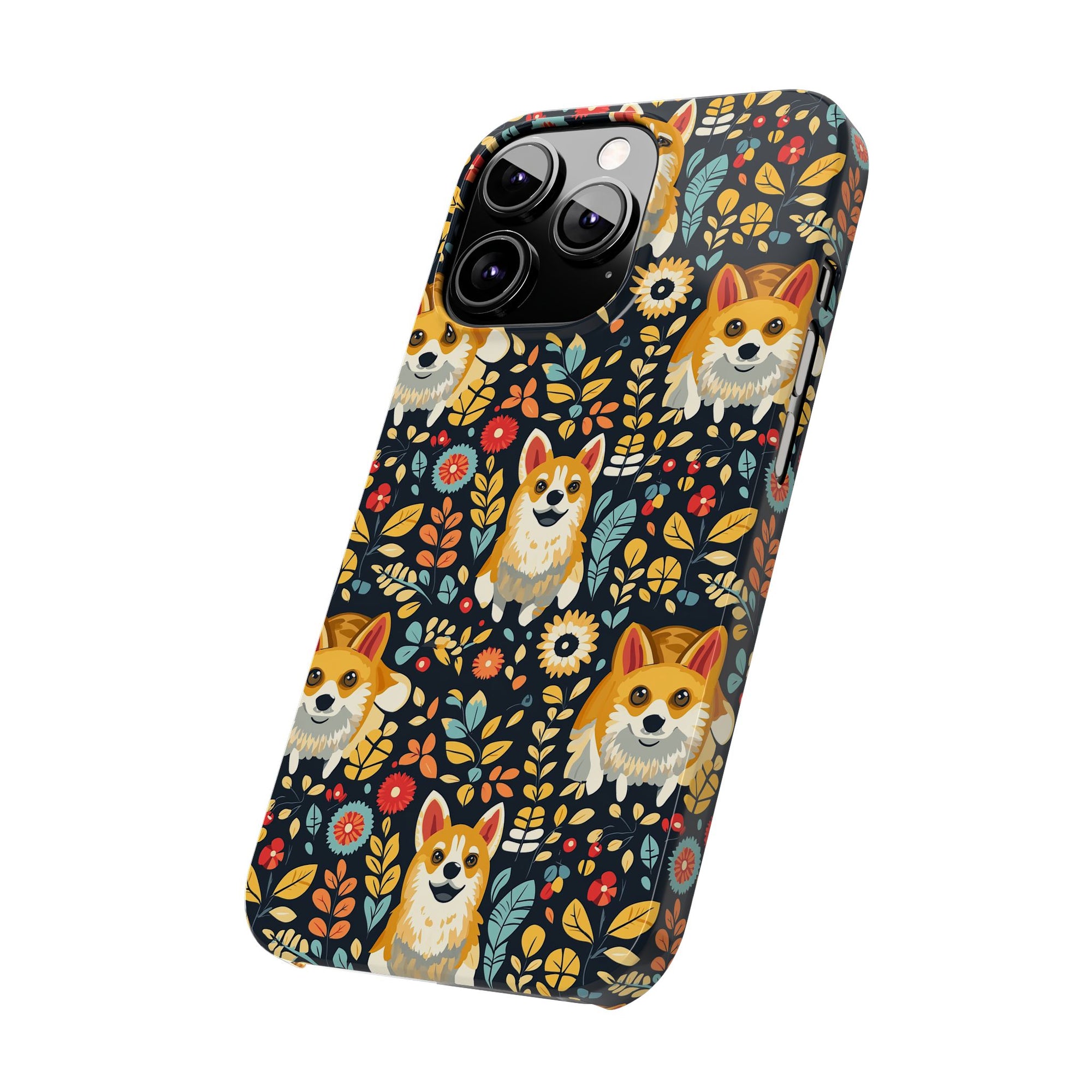 Corgi Rainbow Vine Dream Slim Phone Cases