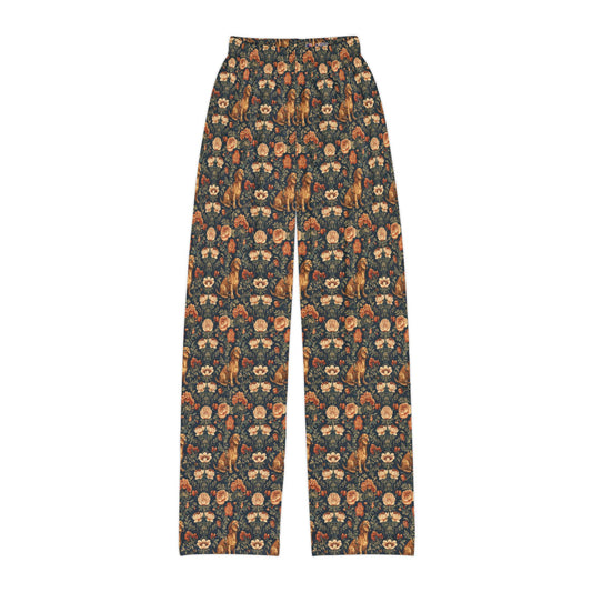 Dazzling Dachsund Blossoms & Foliage Kids Pajama Pants