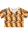 Golden Woof Abstract Glamour Crop Tee