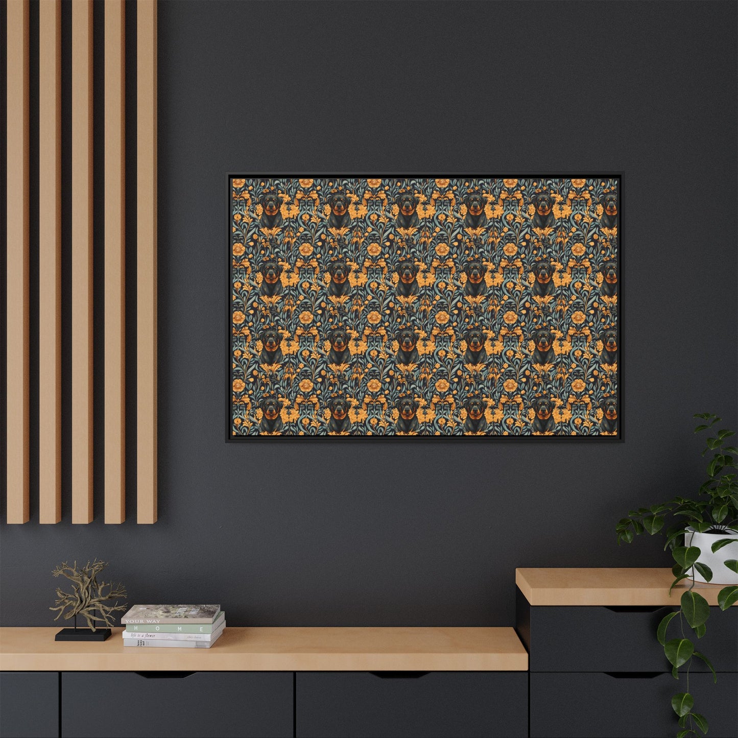 Ruffle Rottie Glamourific Matte Canvas, Framed