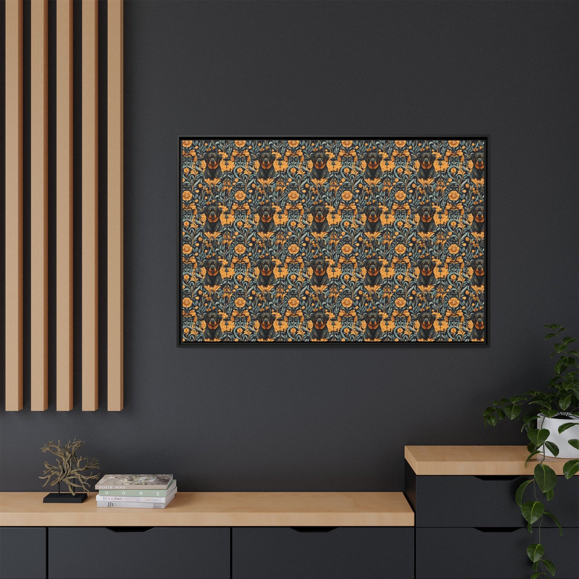 Ruffle Rottie Glamourific Matte Canvas, Framed